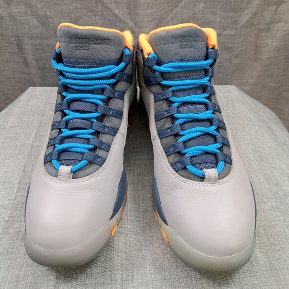 %Men\'s Nike Air Jordan 10 X Retro Bobcats Wolf Gray Blue Orange Sz 9 Men / AJ9